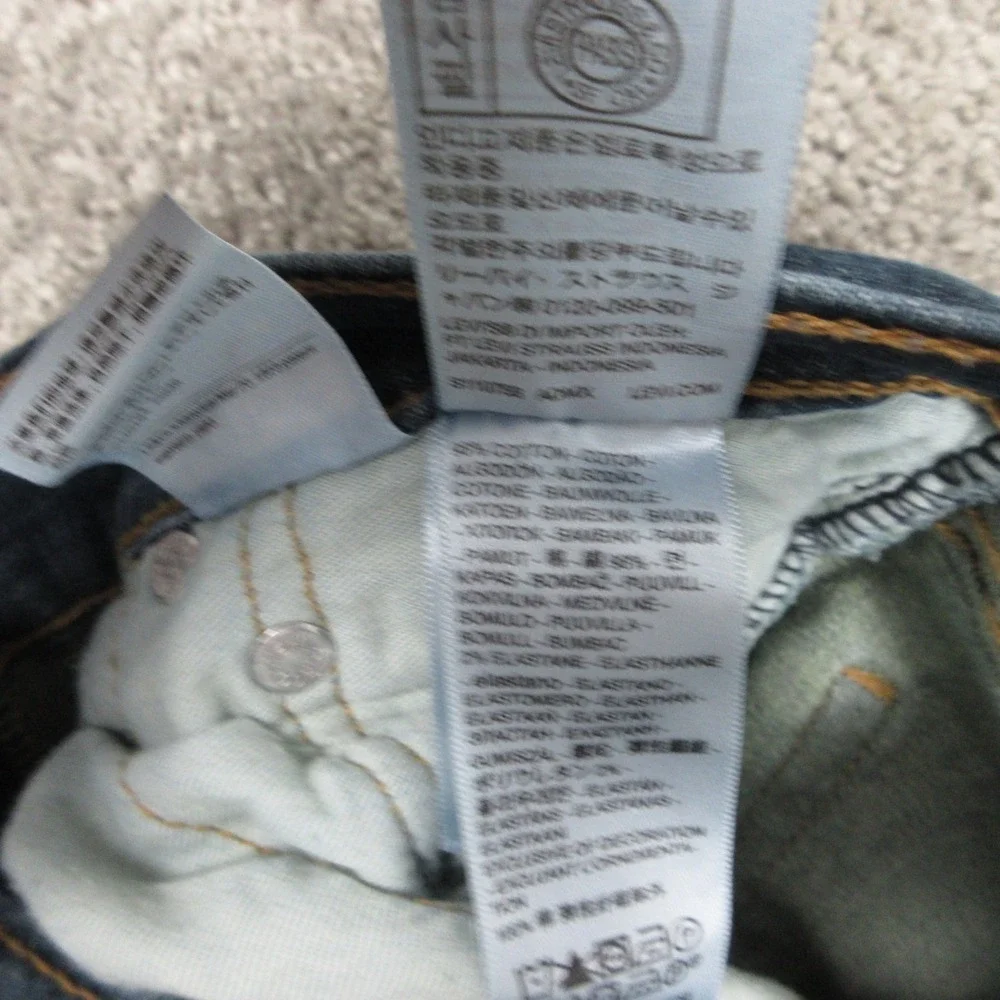 Levis Jeans Mens‎ 30x30 Blue 511 Slim Straight Faded Whiskering Zip Denim Pants